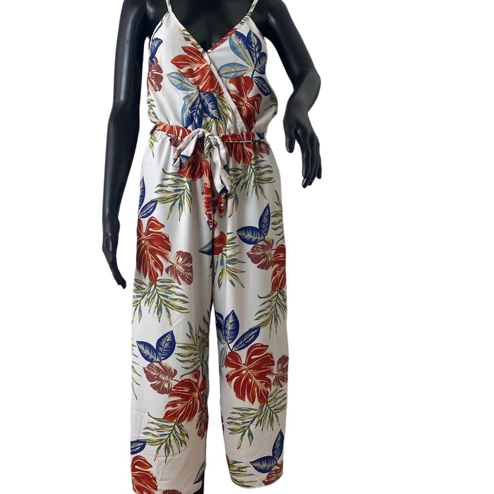 See You Monday Tropical Floral  Multi Colors Pants (Romper) Sz L